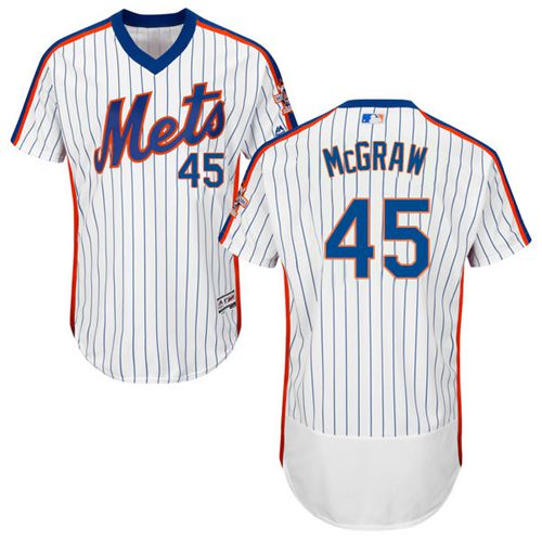 Mets #45 Tug McGraw White(Blue Strip) Flexbase Authentic Collection Alternate Stitched Jersey - Zenithce