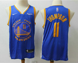 Golden State Warriors #11 Klay Thompson Blue 2019 Swingman NEW Rakuten Logo Stitched Jersey - Zenithce