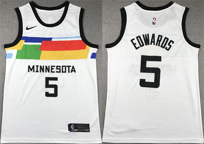 Minnesota Timberwolves #5 Anthony Edwards White City Edition Stitched Jersey - Zenithce