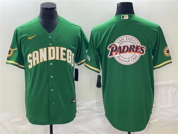 San Diego Padres Green Team Big Logo Cool Base Stitched Jersey 001 - Zenithce
