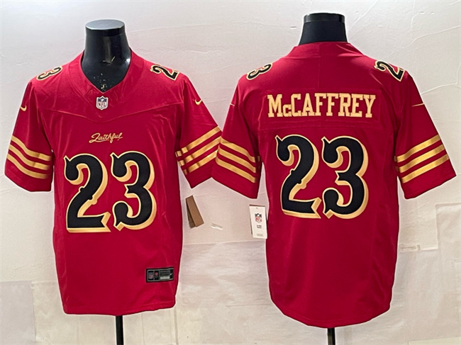 San Francisco 49ers #23 Christian McCaffrey Red Gold 2025 F.U.S.E. “Rivalries” Vapor Limited Stitched Jersey - Zenithce