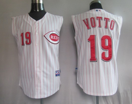 Reds #19 Joey Votto White Vest Style Stitched Jersey - Zenithce