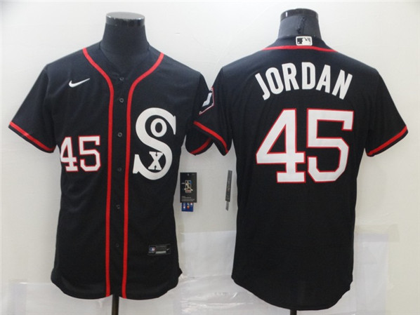 White Sox #45 Michael Jordan Black Flex Base Stitched Jerseys - Zenithce
