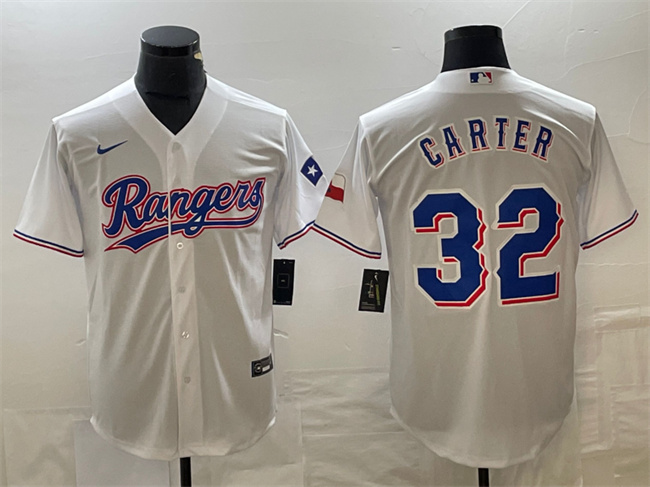 Texas Rangers #32 Evan Carter White With Patch Cool Base Stitched Jersey - Zenithce