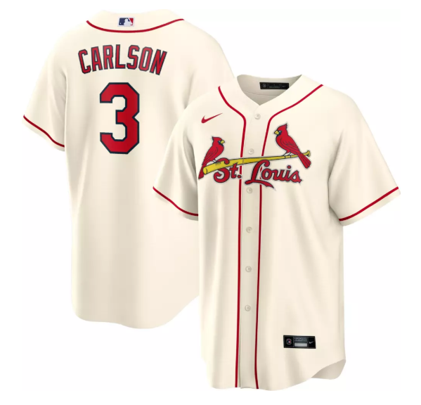 St. Louis Cardinals #3 Dylan Carlson Cream Cool Base Stitched Jersey - Zenithce