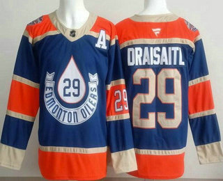 Edmonton Oilers #29 Leon Draisaitl Blue Heritage Classic Authentic Jersey - Zenithce