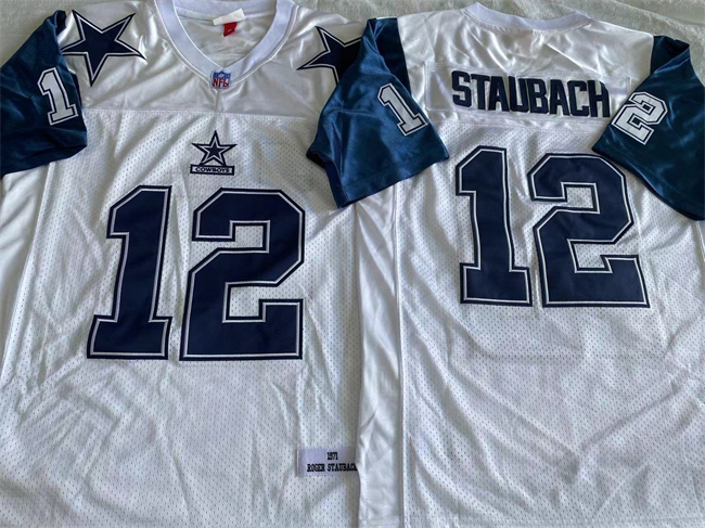 Dallas Cowboys #12 Roger Staubach White Throwback Stitched Jersey - Zenithce