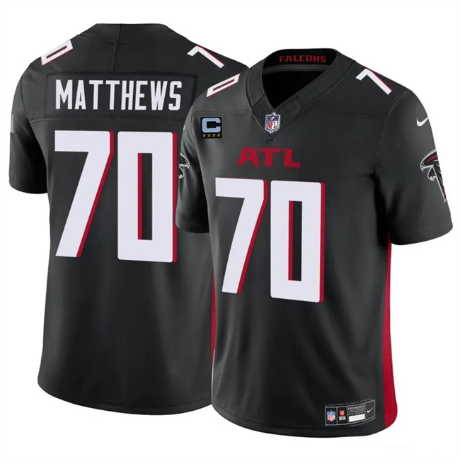 Atlanta Falcons #70 Jake Matthews Black 2024 F.U.S.E With 4-Star C Patch Vapor Untouchable Limited Stitched Jersey - Zenithce