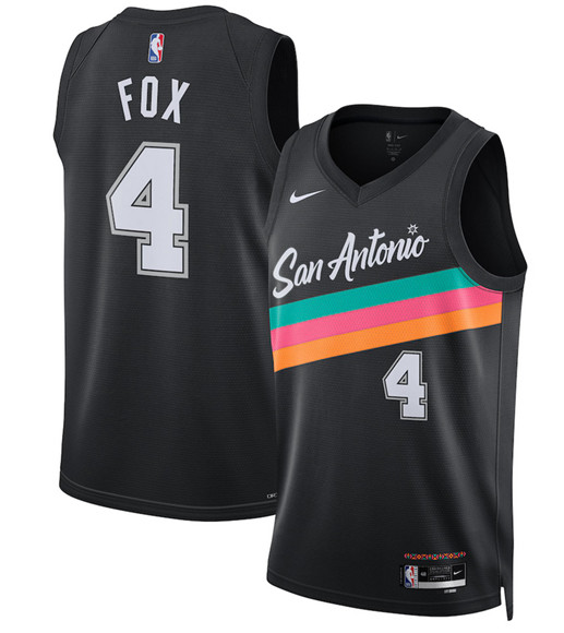 San Antonio Spurs #4 De'Aaron Fox Black 2025-26 City Edition Swingman Stitched Jersey - Zenithce