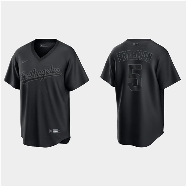 Los Angeles Dodgers #5 Freddie Freeman Black Pitch Black Fashion Replica Stitched Jersey - Zenithce