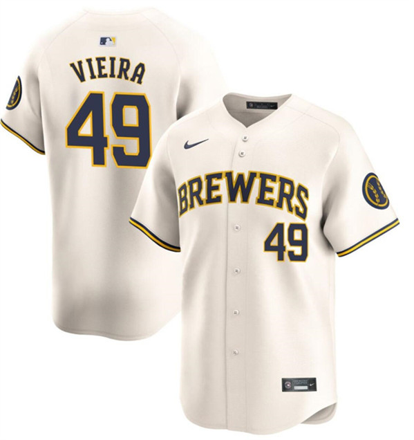 Milwaukee Brewers #49 Thyago Vieira Cream Home Limited Stitched Jersey - Zenithce