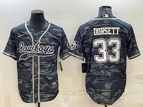 Dallas Cowboys #33 Tony Dorsett Gray Camo With Patch Cool Base Stitched Baseball Jersey - Zenithce