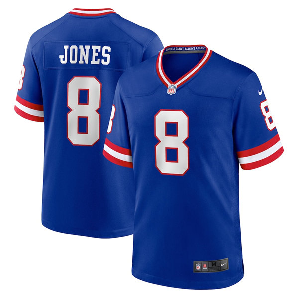 New York Giants #8 Daniel Jones Royal Stitched Game Jersey - Zenithce
