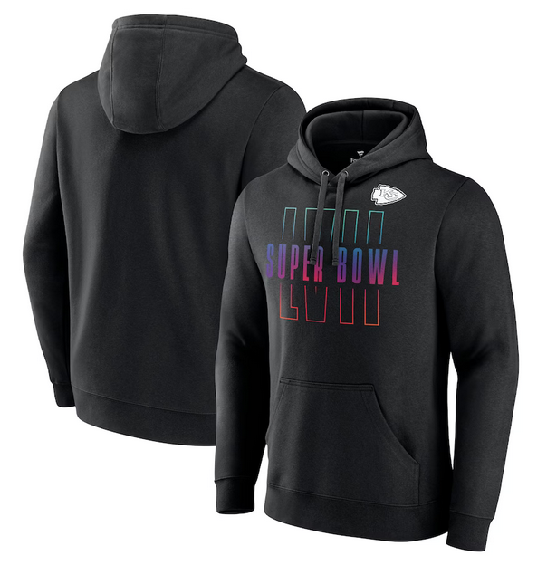 Kansas City Chiefs Black Super Bowl LVII Open Sky Pullover Hoodie - Zenithce