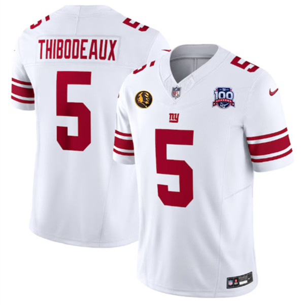New York Giants #5 Kayvon Thibodeaux White 2024 F.U.S.E. With John Madden Patch And 100TH Season Patch Vapor Untouchable Limited Stitched Jersey - Zenithce