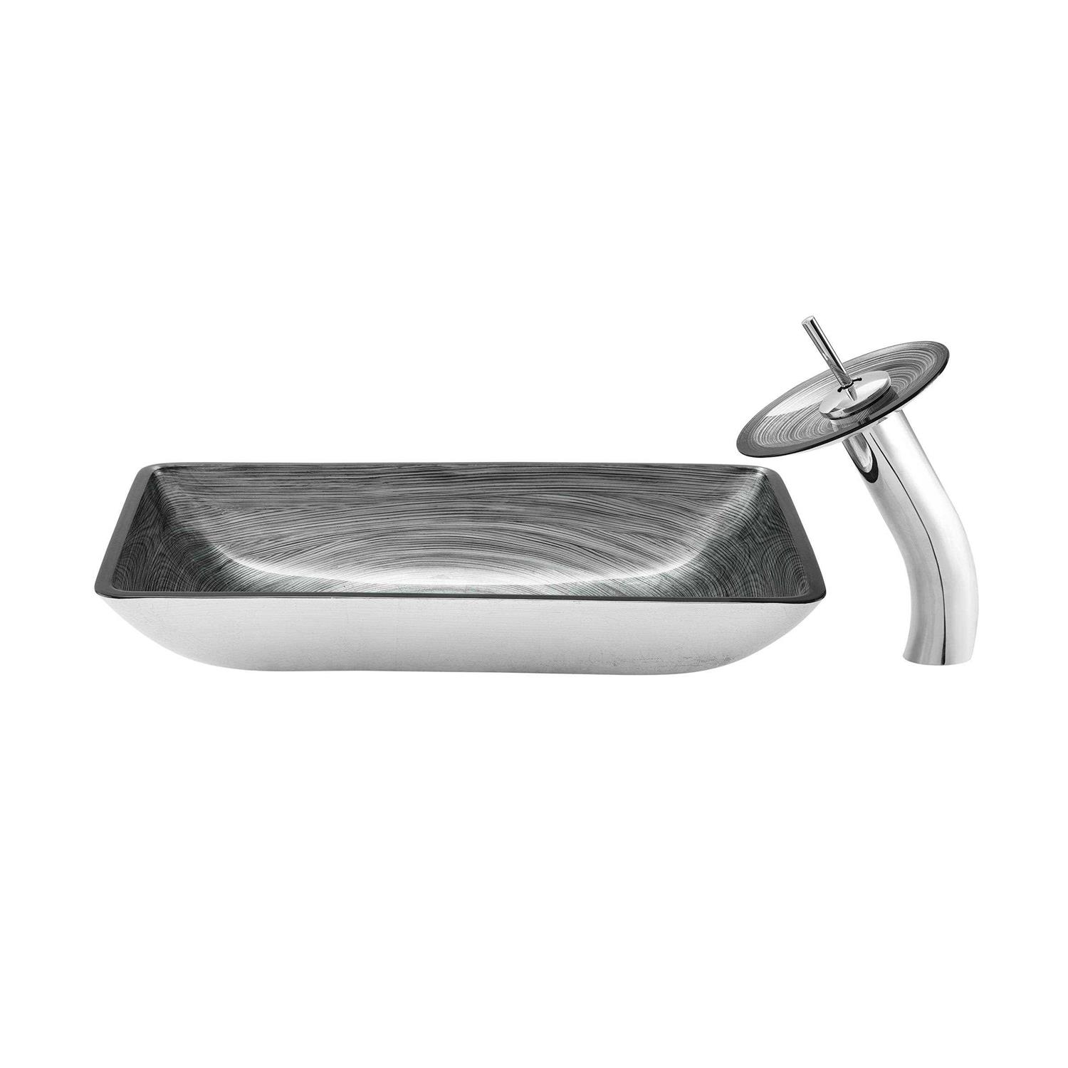 Swiss Madison Cascade Rectangular Glass Vessel Sink with Faucet SM-VSF - Zenithce
