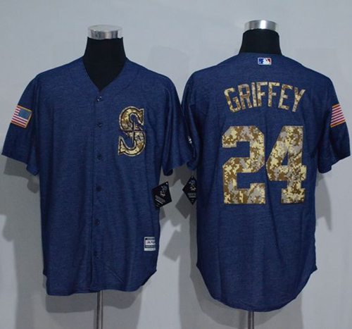Mariners #24 Ken Griffey Denim Blue Salute To Service Stitched Jersey - Zenithce