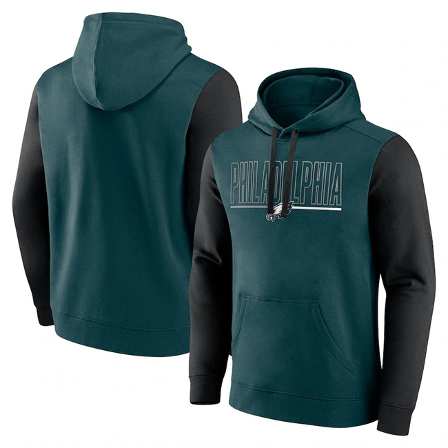Philadelphia Eagles Green Black Outline Pullover Hoodie - Zenithce