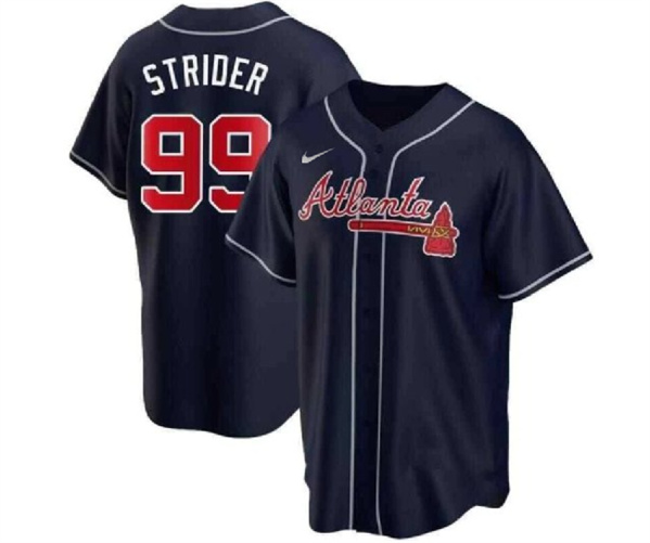 Atlanta Braves #99 Spencer Strider Navy Cool Base Stitched Jersey - Zenithce