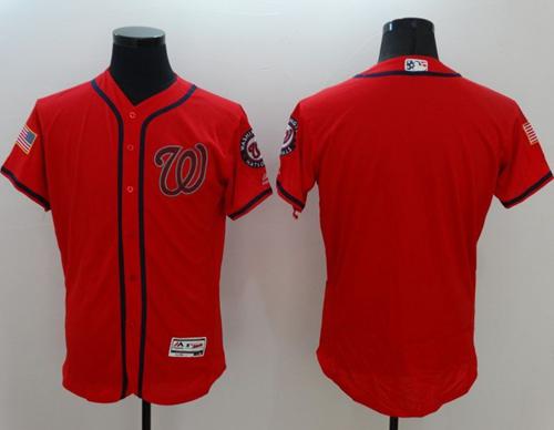 Nationals Blank Red Fashion Stars Stripes Flexbase Authentic Stitched Jersey - Zenithce