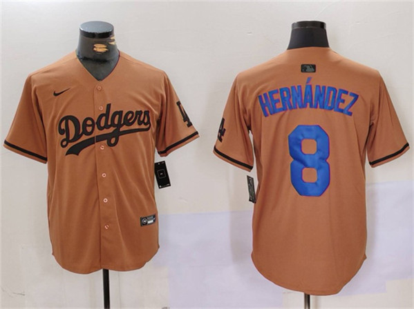 Los Angeles Dodgers #8 Kiké Hernández Brown Cool Base Stitched Jersey - Zenithce