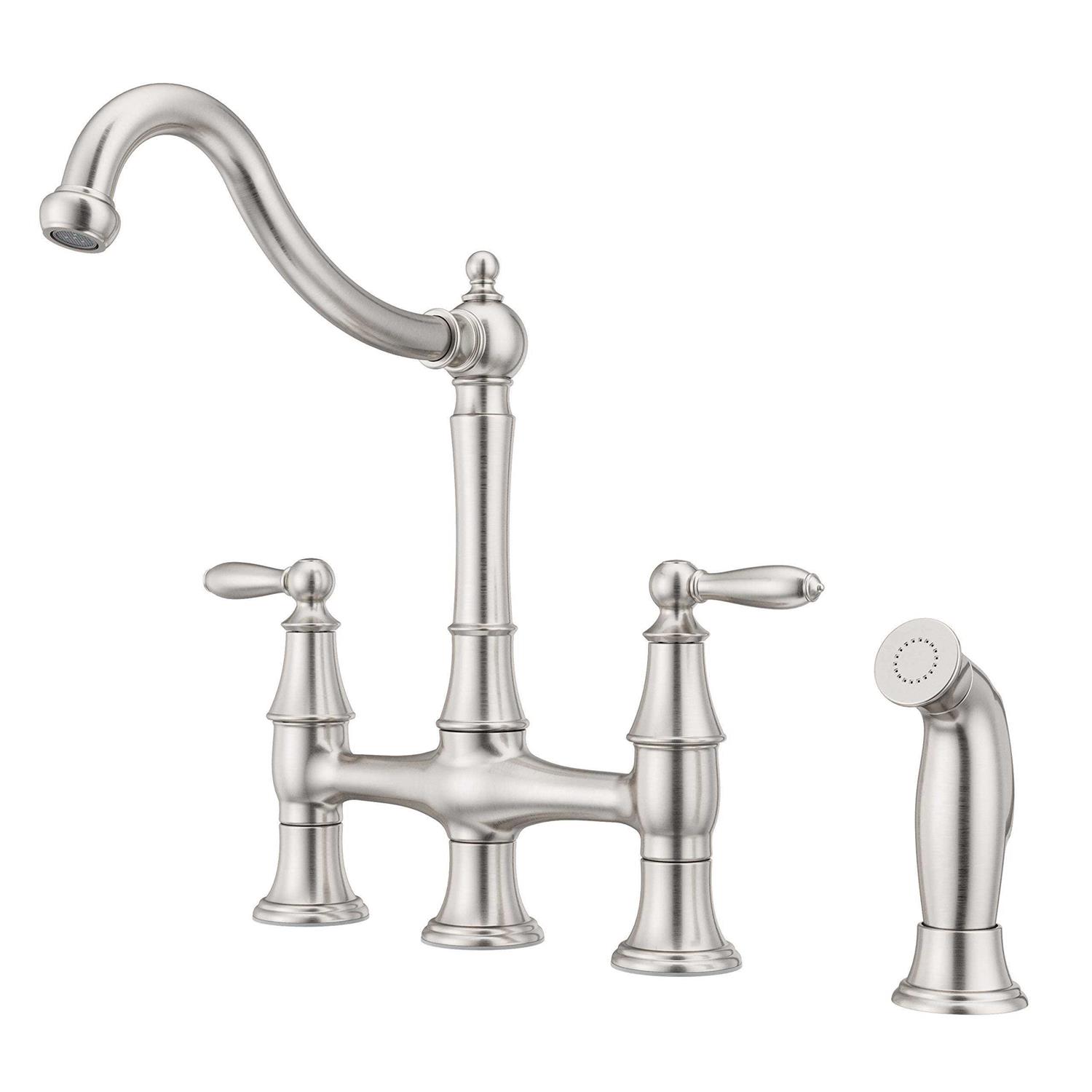 Pfister Courant Two Handle Bridge Kitchen Faucet with Side Spray - Zenithce