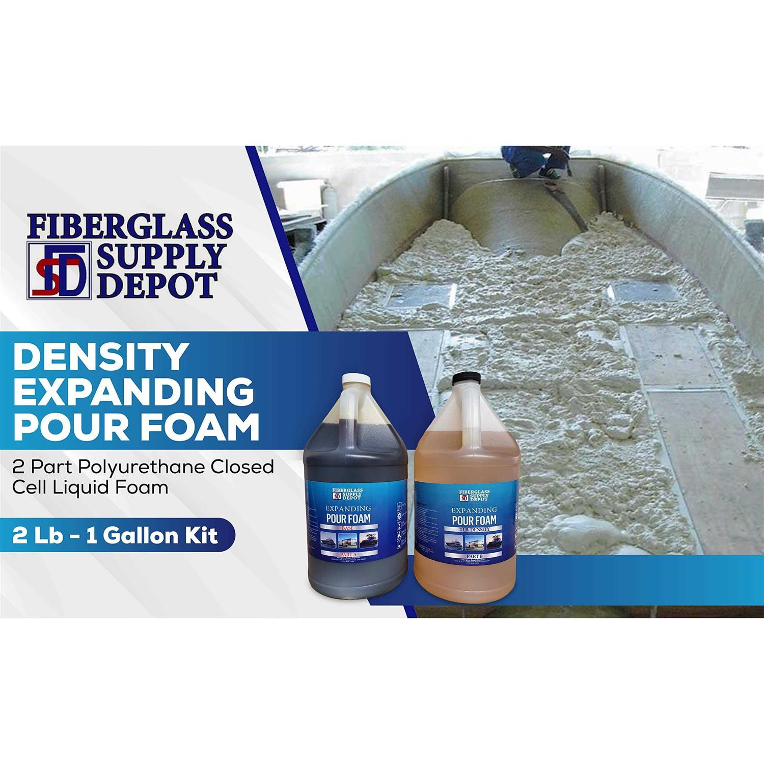 Fiberglass Supply Depot Inc. Density Expanding Pour Foam, 2 Part Polyurethane Closed Cell Liquid Foam for Boat and Dock Flotation - Zenithce