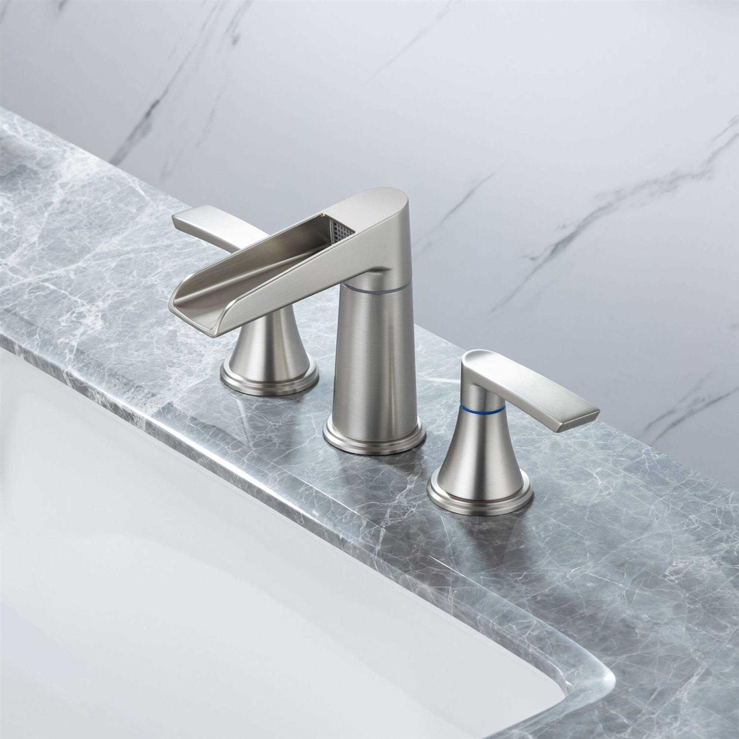 Rainlex Waterfall 8 in. Widespread Double handle Bathroom Faucet with Drain Assembly RX83005H - Zenithce