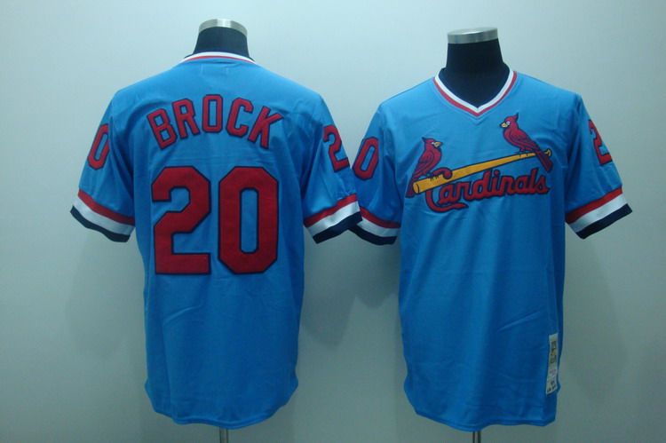 Mitchell And Ness Cardinals #20 Lou Brock Stitched Blue Throwback Jersey - Zenithce