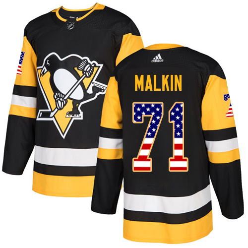 Pittsburgh Penguins #71 Evgeni Malkin Black USA Flag Stitched Jersey - Zenithce