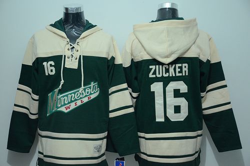 Wild #16 Jason Zucker Green Sawyer Hooded Sweatshirt Stitched Jersey - Zenithce