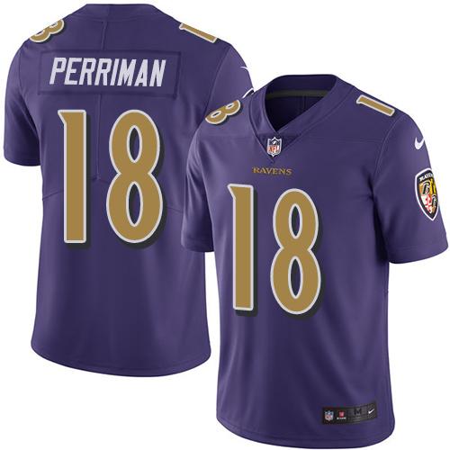 Ravens #18 Breshad Perriman Purple Stitched Limited Rush Nike Jersey - Zenithce