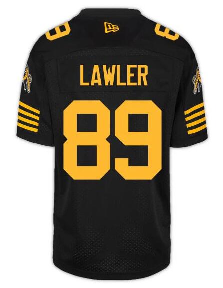 CFL Hamilton tiger cats #89 LAWLER Black Crested Home Replica Jersey - Zenithce