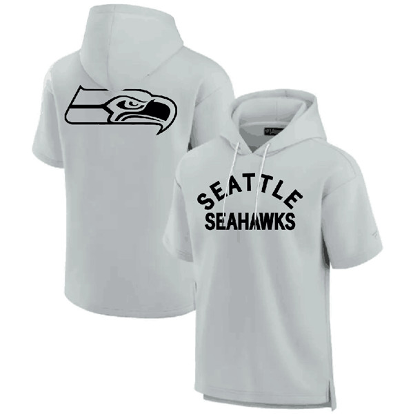 Seattle Seahawks Gray Super Soft Fleece Short Sleeve Hoodie - Zenithce