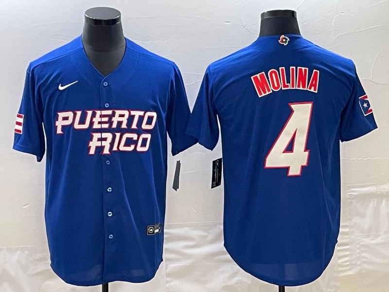 Puerto Rico #4 Yadier Molina 2023 Royal World Classic Stitched Jersey - Zenithce
