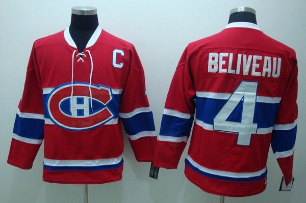 Canadiens #4 Jean Beliveau Stitched Red CH CCM Throwback Jersey - Zenithce