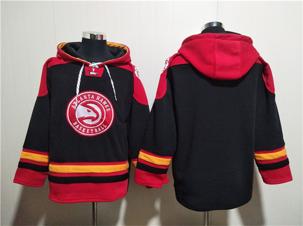 Atlanta Hawks Blank Black Red Lace-Up Pullover Hoodie - Zenithce