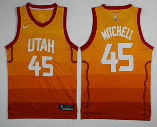 Utah Jazz #45 Donovan Mitchell Yellow 2017-2018 Swingman City Edition Jersey - Zenithce