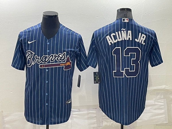 Atlanta Braves #13 Ronald Acuña Jr. Navy Cool Base Stitched Baseball Jersey - Zenithce