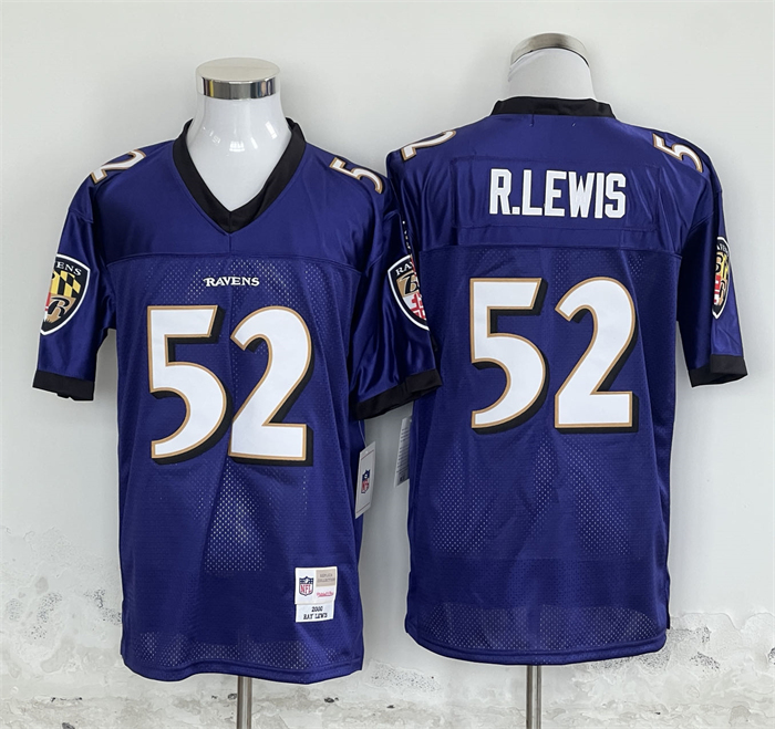 Baltimore Ravens #52 Ray Lewis Purple Throwback Stitched Jersey - Zenithce