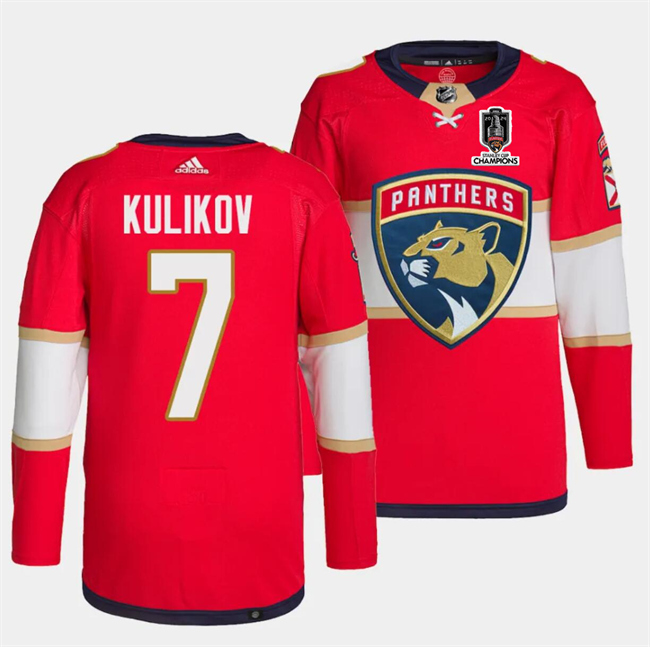 Florida Panthers #7 Dmitry Kulikov Red Home 2024 Stanley Cup Champions Stitched Jersey - Zenithce