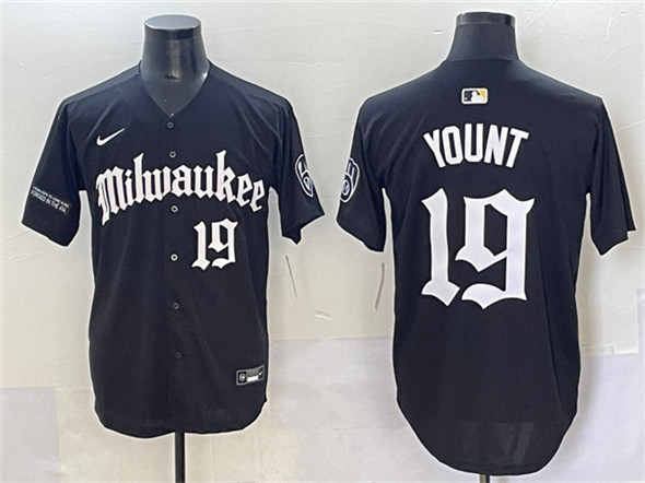Milwaukee Brewers #19 Robin Yount Black 'Gothic 414 Shadows Edition' Vapor Premier Limited Stitched Jersey - Zenithce