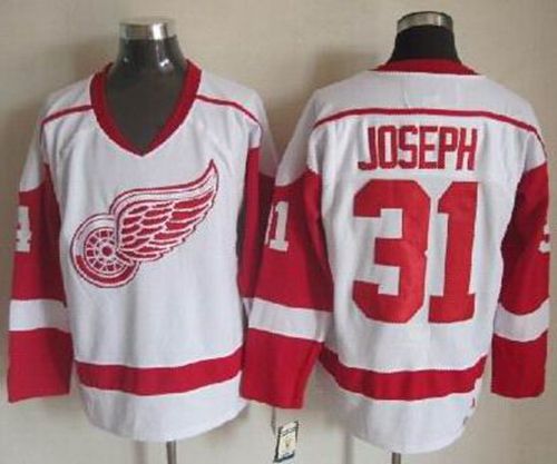 Red Wings #31 Curtis Joseph White CCM Throwback Stitched Jersey - Zenithce