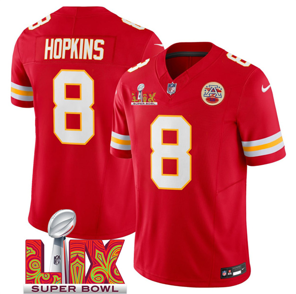 Kansas City Chiefs #8 DeAndre Hopkins Red 2025 F.U.S.E. Super Bowl LIX Patch Vapor Untouchable Limited Stitched Jersey - Zenithce