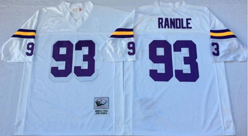 Mitchell And Ness Vikings #93 John Randle White Throwback Stitched Jersey - Zenithce
