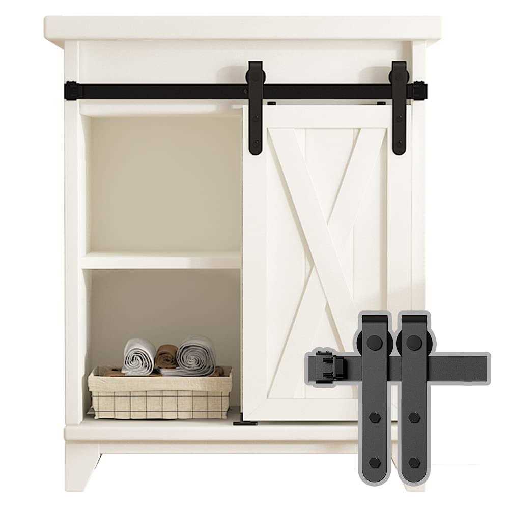 skysen Single Door Cabinet Sliding Barn Door Hardware Kit Super Mini Sliding Door Hardware for Wardrobe Cabinet TV Stand - Zenithce