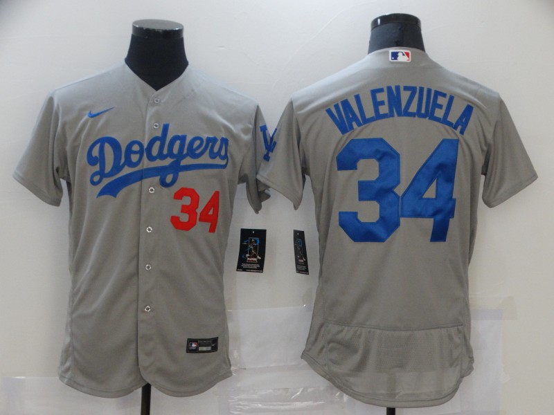 Los Angeles Dodgers #34 Toro Valenzuela Grey Flex Base Sttiched Jersey - Zenithce