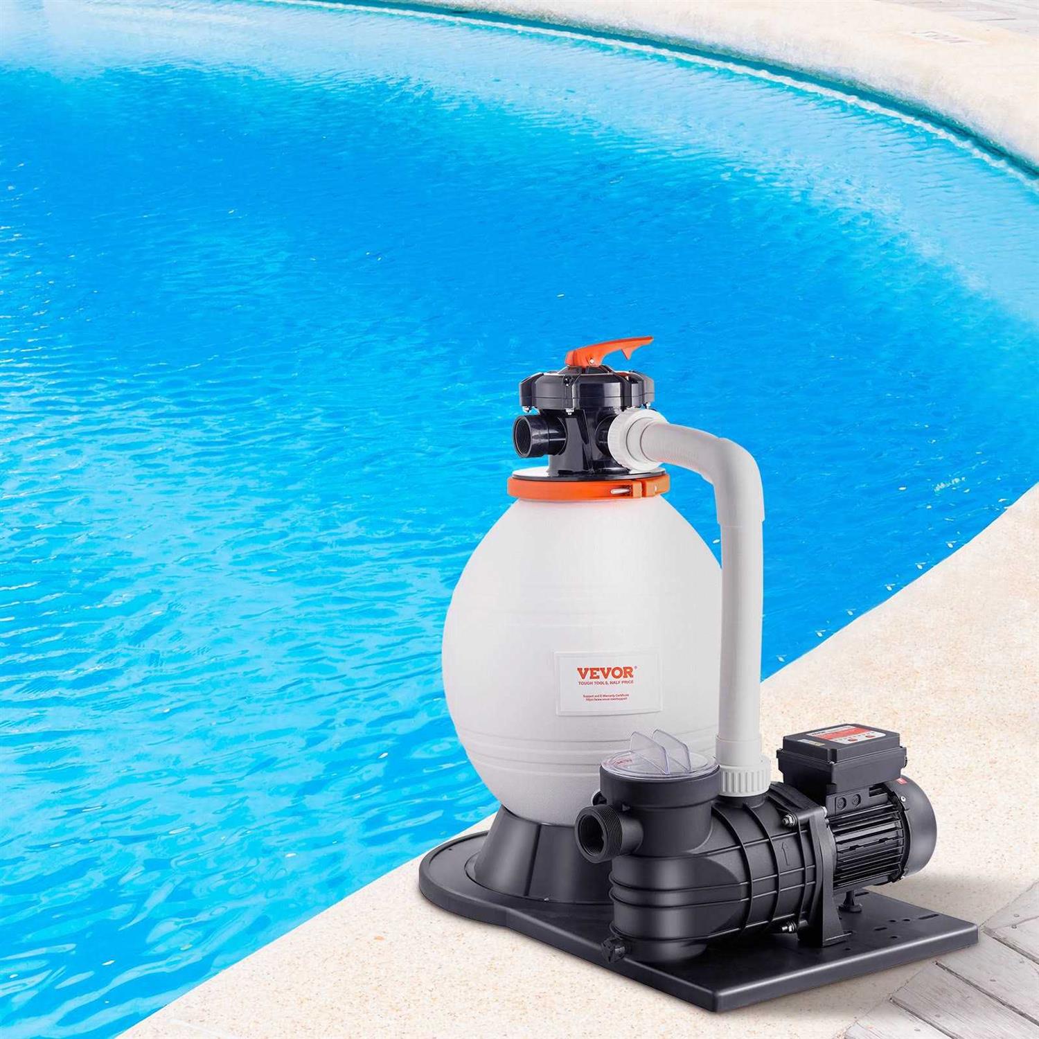VEVOR Sand Filter Pump GPH Swimming Pool Pump Filter Set with 6-Way Multi-Port Valve Pool - Zenithce