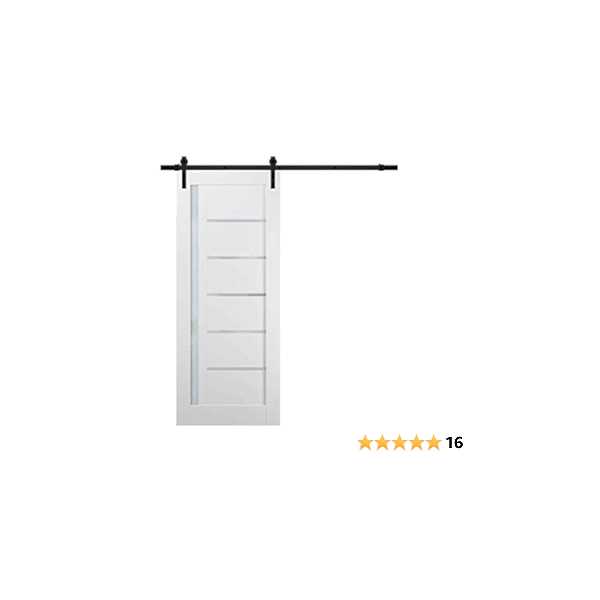 Sartodoors Slab Barn Door Panel Frosted Glass 80 inches FELICIA3312S-GA - Zenithce