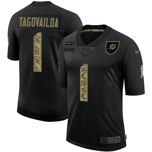 Miami Dolphins #1 Tua Tagovailoa 2020 Black Camo Salute To Service Limited Stitched Jersey - Zenithce